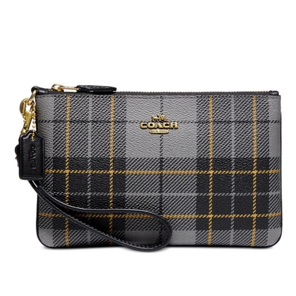 Coach Handbags - NEW Coach Black Multi B4 Plaid Wristlet